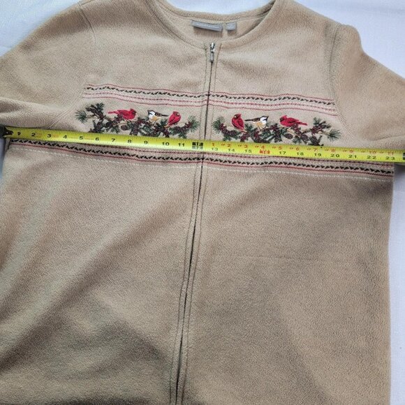 Croft & Barrow Women’s Fleece Jacket 1X Beige Zip Front Embroidered Cardinals Wi - Picture 10 of 11